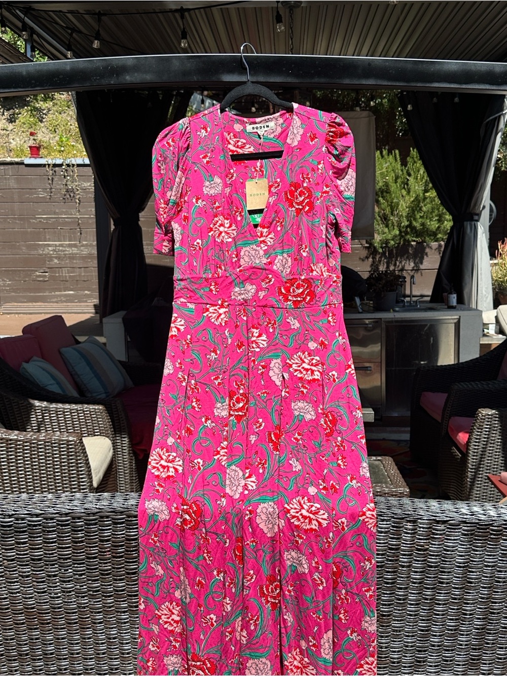 Boden Hot Pink Floral Maxi Dress